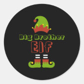 Big Brother Elf Christmas Xmas Cute T Shirt Runder Aufkleber (Vorderseite)