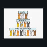 Big Brother Happy Geburtstag Cartoon Katzen Postkarte<br><div class="desc">Cartoon-Katzen in verschiedenen Farben,  mit pastellblauen Bannern,  die sagen "Happy Birthday to my Big Brother".</div>
