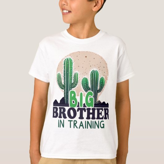 Big Brother in Training Cactus Baby Ankündigung T-Shirt (Vorderseite)