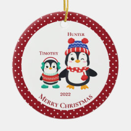 Big Brother & Lil' Brother Penguin Personalisiert Keramik Ornament