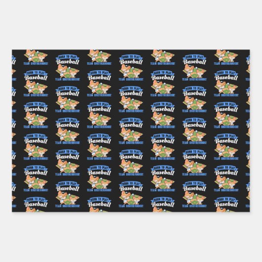 Big Brother Little Brother - Baseball-Spieler Geschenkpapier Set (Vorderseite 2)