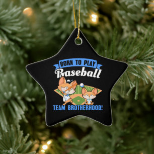 Big Brother Little Brother - Baseball-Spieler Keramik Ornament