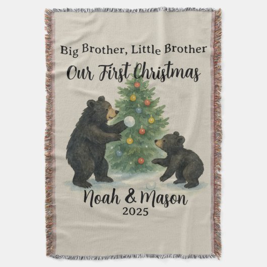Big Brother Little Brother Bear Custom Christmas Decke (Vorderseite Vertikal)