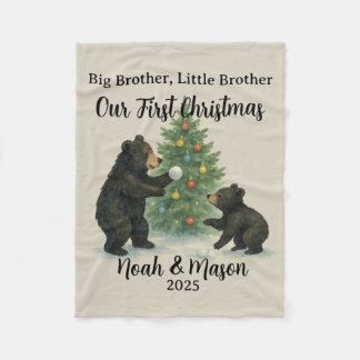 Big Brother Little Brother Bear Custom Christmas Fleecedecke