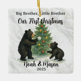 Big Brother Little Brother Bear Custom Christmas Keramikornament