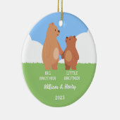Big Brother & Little Brother bear, Custom Name Keramik Ornament (Rechts)