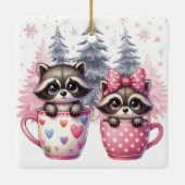 Big Brother Little Sister Raccoon Weihnachten Keramikornament (Rückseite)