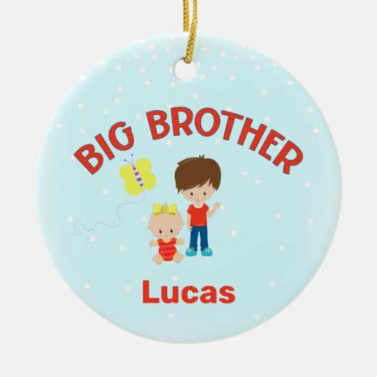 Big Brother mit Baby Schwester Personalisiert Keramik Ornament (Vorne)