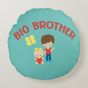 Big Brother mit Baby Schwester Rundes Kissen