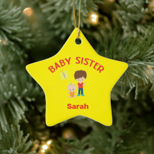 Big Brother mit BabySchwester Name Jahr Star Custo Keramik Ornament