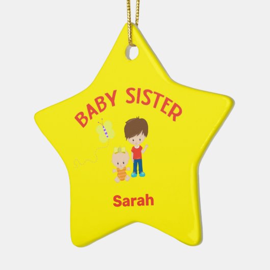Big Brother mit BabySchwester Name Jahr Star Custo Keramik Ornament (Links)