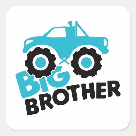 Big Brother Monster Truck Quadratischer Aufkleber (Vorderseite)