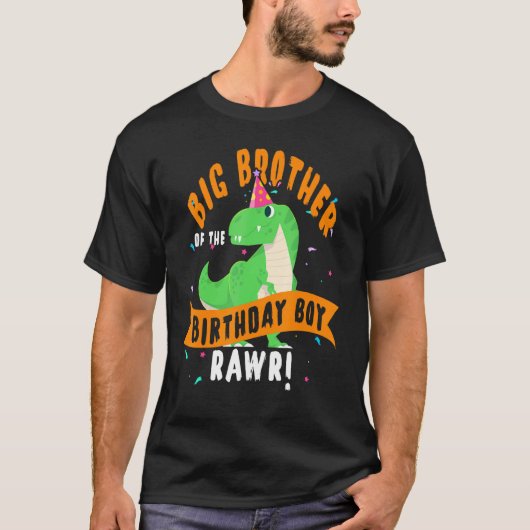 Big Brother of the Birthday Boy Dinosaur Funny Cu T-Shirt (Vorderseite)