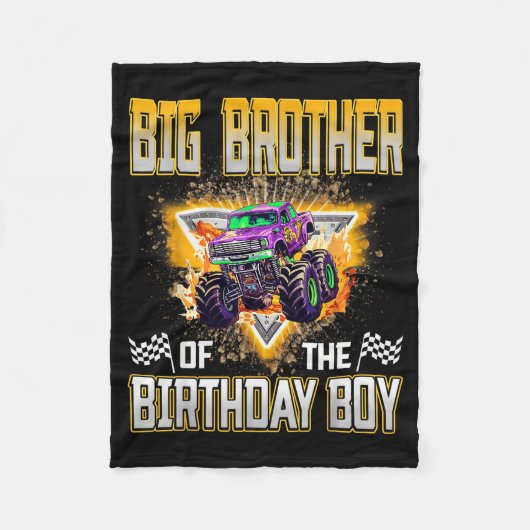 Big Brother Of The Birthday Boy Monster Truck Birt Fleecedecke (Vorderseite)