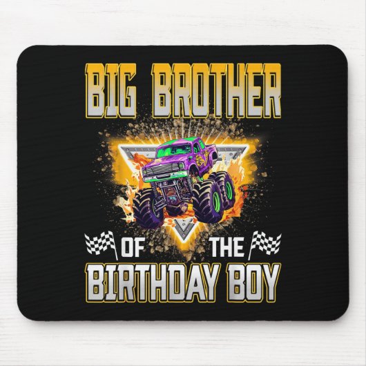 Big Brother Of The Birthday Boy Monster Truck Birt Mousepad (Vorne)