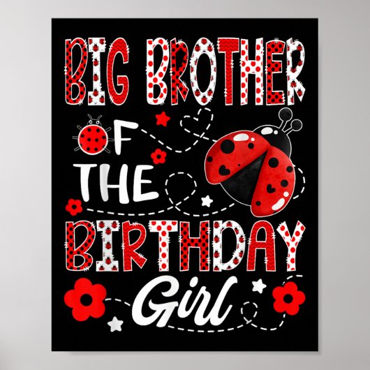 Big Brother of the Birthday Girl Ladybug Big Broth Poster (Vorne)