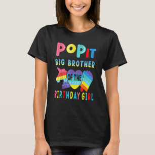 Big Brother of the Birthday Girl Pop It Unicorn Bi T-Shirt