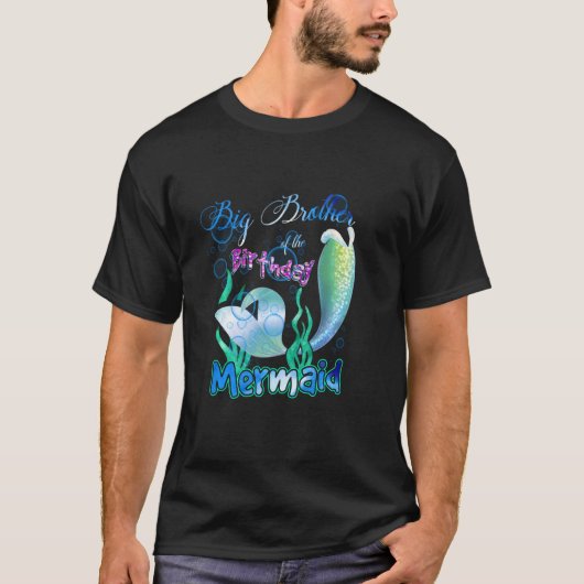 Big Brother Of The Birthday Mermaid Matching Famil T-Shirt (Vorderseite)