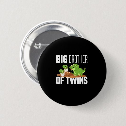 Big Brother of Twins Dinosaur Dino Button (Vorne & Hinten)