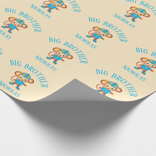 Big Brother Personalisiert mit Name Monkey Geschenkpapier (Ecke)