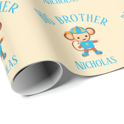 Big Brother Personalisiert mit Name Monkey Geschenkpapier (Rolleneckpunkt)