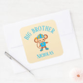 Big Brother Personalisiert mit Name Monkey Quadratischer Aufkleber (Umschlag)
