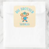 Big Brother Personalisiert mit Name Monkey Quadratischer Aufkleber (Tasche)