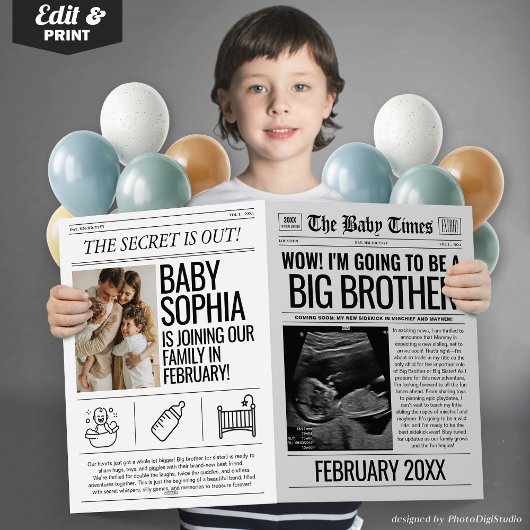 Big Brother Pregnancy Announcement Newspaper Card Karte