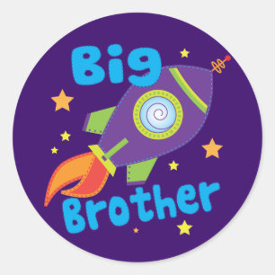 Big Brother Rocket Ship Sibling Set Runder Aufkleber