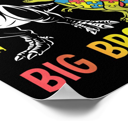Big Brother Saurus T Rex Autismus Bewusstsein Auti Poster (Ecke)