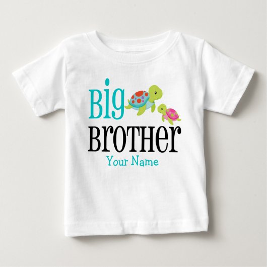 Big Brother Sea Turtles Personalisiert Baby T-shirt (Vorderseite)