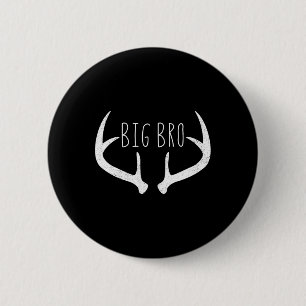 Big Brother Shirt - Boys Deer Antlers Jagen Button