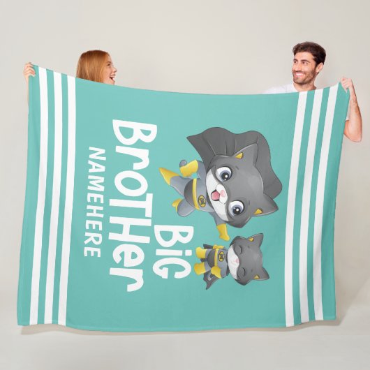 Big Brother Superhero Cat Illustration Individuell Fleecedecke (Beispiel)
