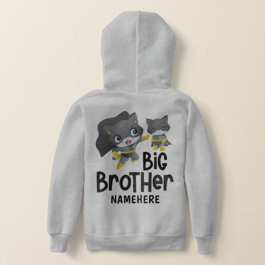 Big Brother Superhero Cat Illustration Individuell Hoodie (AblageHinten)