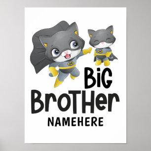 Big Brother Superhero Cat Illustration Individuell Poster