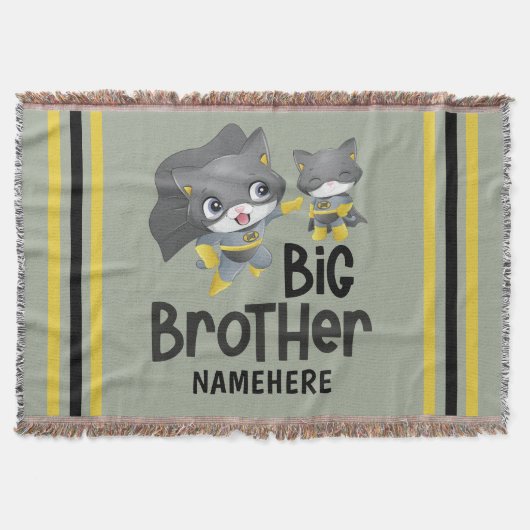 Big Brother Superhero Cat Individuelle Name Decke (Vorderseite)