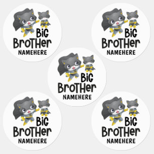 Big Brother Superhero Cat Individuelle Name Etiketten