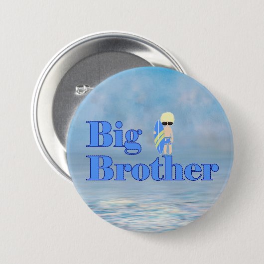 Big Brother Surfer Boy Sibling       Button (Vorne & Hinten)