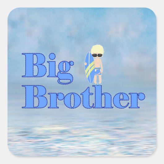 Big Brother Surfer Boy Sibling rechteckige Straße Quadratischer Aufkleber (Vorderseite)