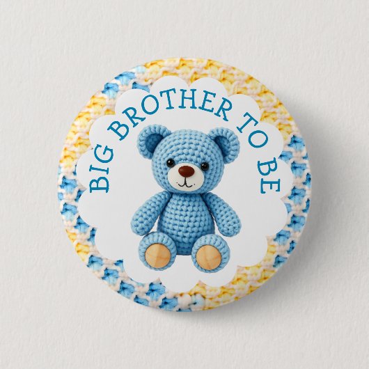 Big Brother to Be | Boy's Baby Shower Button (Vorderseite)