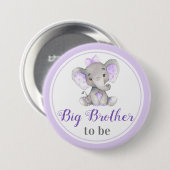 Big Brother to be Bro Baby Girl Sprinkle Elephant Button (Vorne & Hinten)