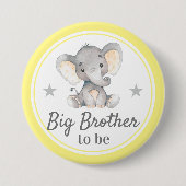 Big Brother to be Bro Yellow Elephant Baby Dusche Button (Vorderseite)