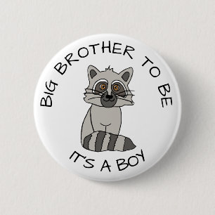 Big Brother to be Racoon Baby Dusche Button