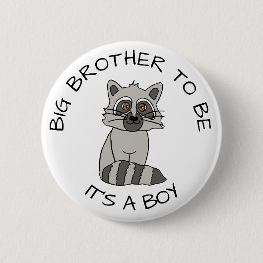 Big Brother to be Racoon Baby Dusche Button (Vorderseite)