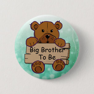 Big Brother to be Teddy Bear Baby Dusche Button