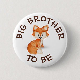 Big Brother to be Woodland Animals Baby Dusche Button
