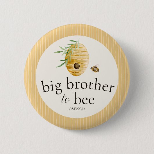 Big Brother To Bee Bumblebee Baby Shower Family  Button (Vorderseite)