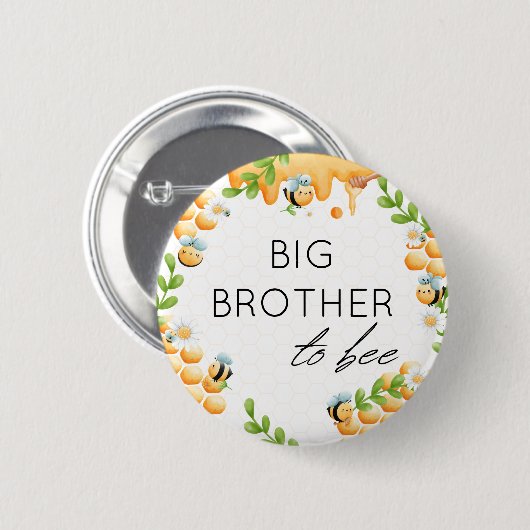 BIG BROTHER to Bee Honey Bumble Bee Baby Dusche Button (Vorne & Hinten)