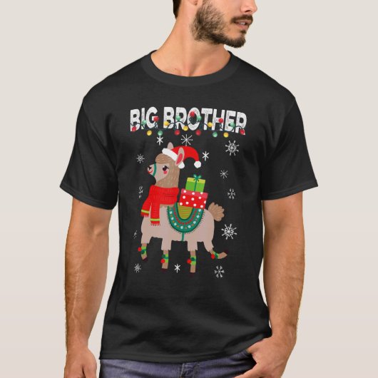 Big Brother Weihnachtslama Lights Matching Famile T-Shirt (Vorderseite)