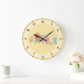 Big Brown Bär & Friends vier Stühle teilen Große Wanduhr (Zuhause)